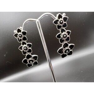 Black Enamel Flower Earrings